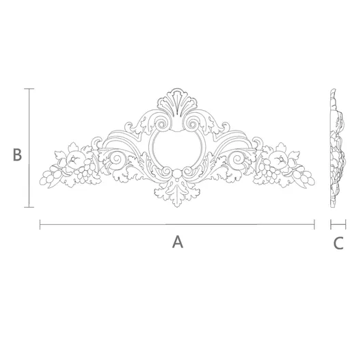 N-404 Ornate Cartouche Center Pediment with Fruit Motifs